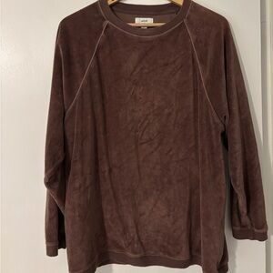 Aerie Oversized Brown Velvet Suede Sweater